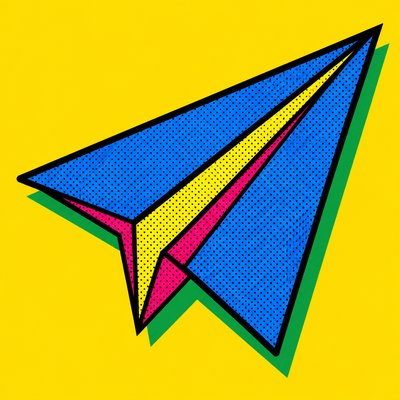 a paper plane, clean minimal composition on a plain background, no text