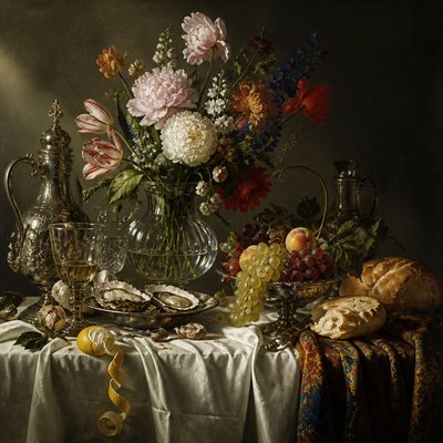 bouquet of flowers in a glass vase