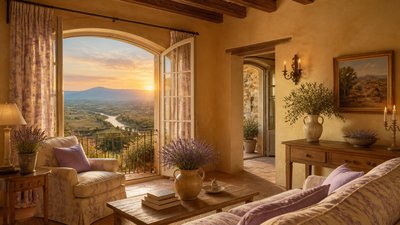 a vast valley with a river winding toward distant mountains at sunrise, no people, no text