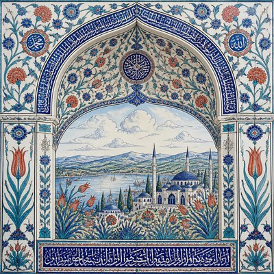 wide landscape with natural scenery — Turkish Art Style