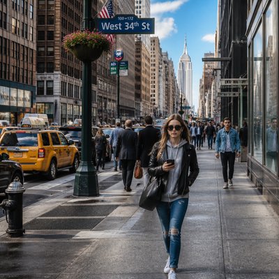 urban street with city activity