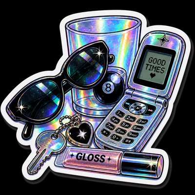 still life with everyday objects — Holographic Sticker Design