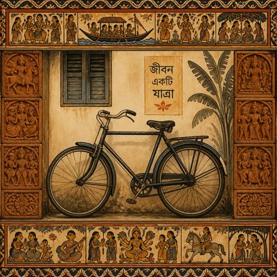 bicyle resting against a wall — Bengal Art Style