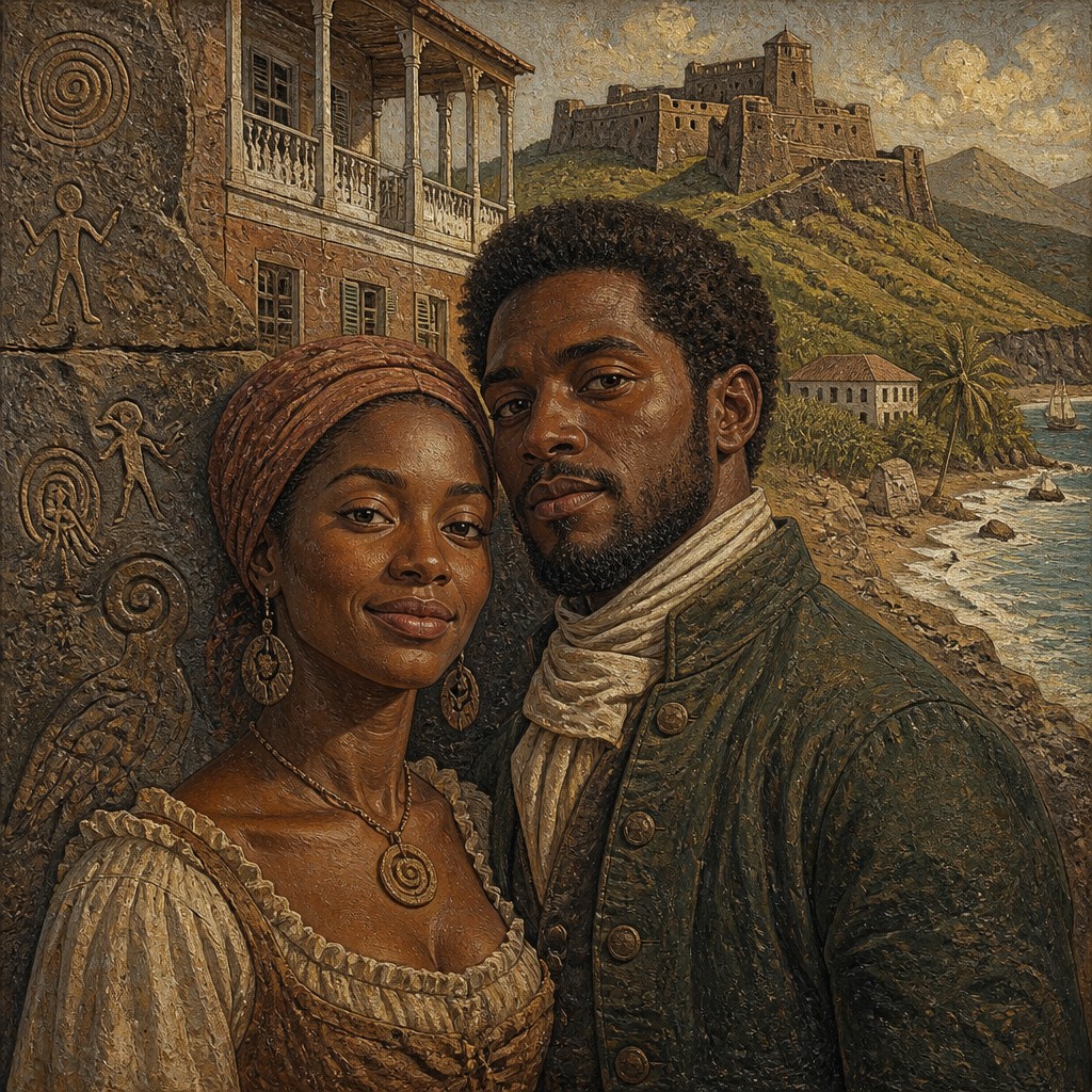 portrait of two people together — Saint Kitts Art Style