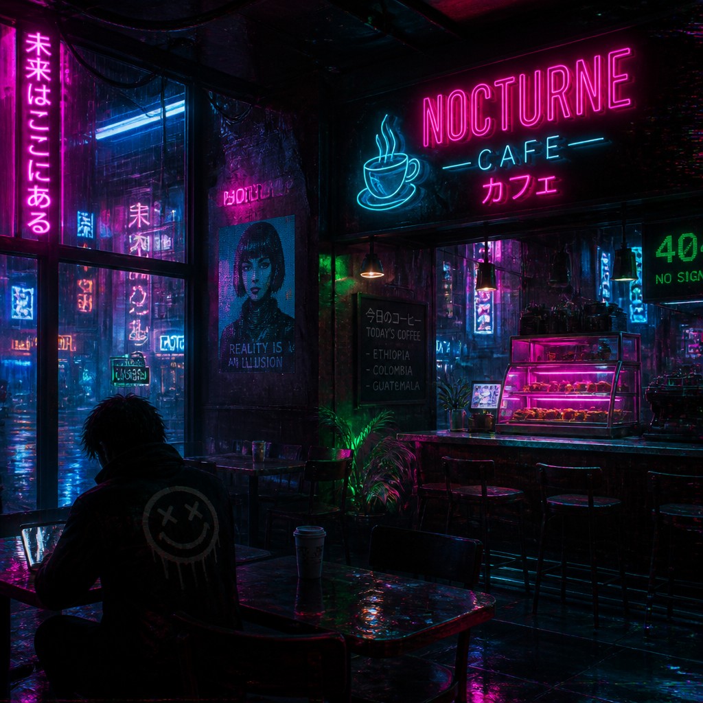 cozy cafe interior with warm lighting
