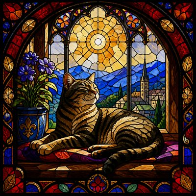 a cat lounging in a sunlit window