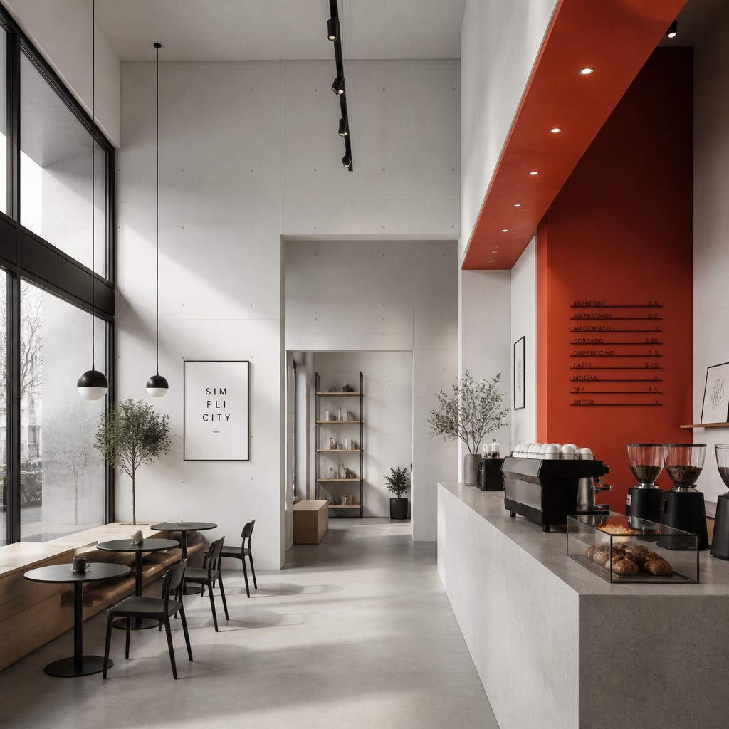 cozy cafe interior with warm lighting