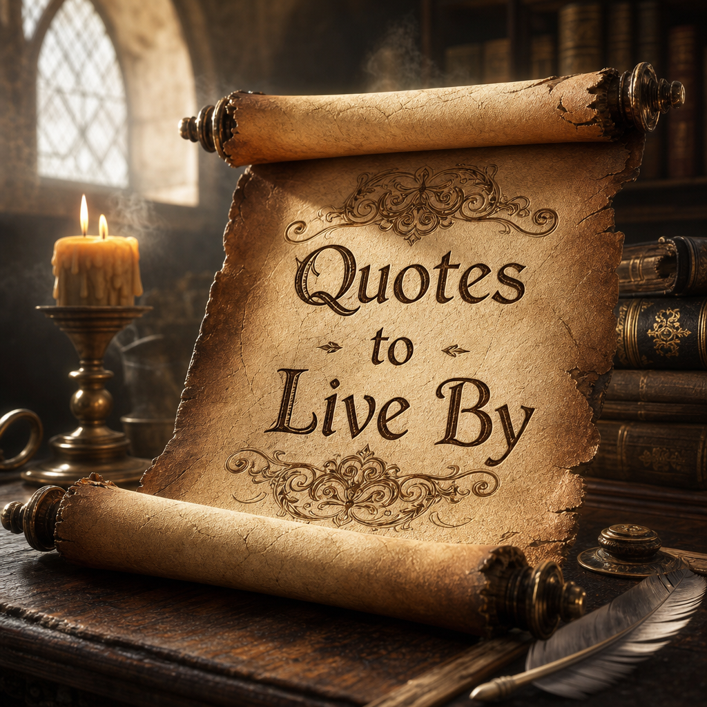 "Quotes to Live By" inscribed on a parchment