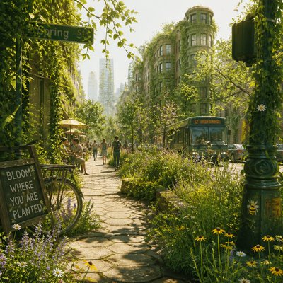 urban street with city activity