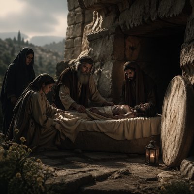 “And now when the even was come, because it was the preparation, that is, the day before the sabbath, Joseph of Arimathaea, an honourable counsellor, which also waited for the kingdom of God, came, and went in boldly unto Pilate, and craved the body of Jesus. And Pilate marvelled if he were already dead: and calling unto him the centurion, he asked him whether he had been any while dead. And when he knew it of the centurion, he gave the body to Joseph. And he bought fine linen, and took him down, and wrapped him in the linen, and laid him in a sepulchre which was hewn out of a rock, and rolled a stone unto the door of the sepulchre. And Mary Magdalene and Mary the mother of Joses beheld where he was laid.” (Mark 15:42-47, KJV)


