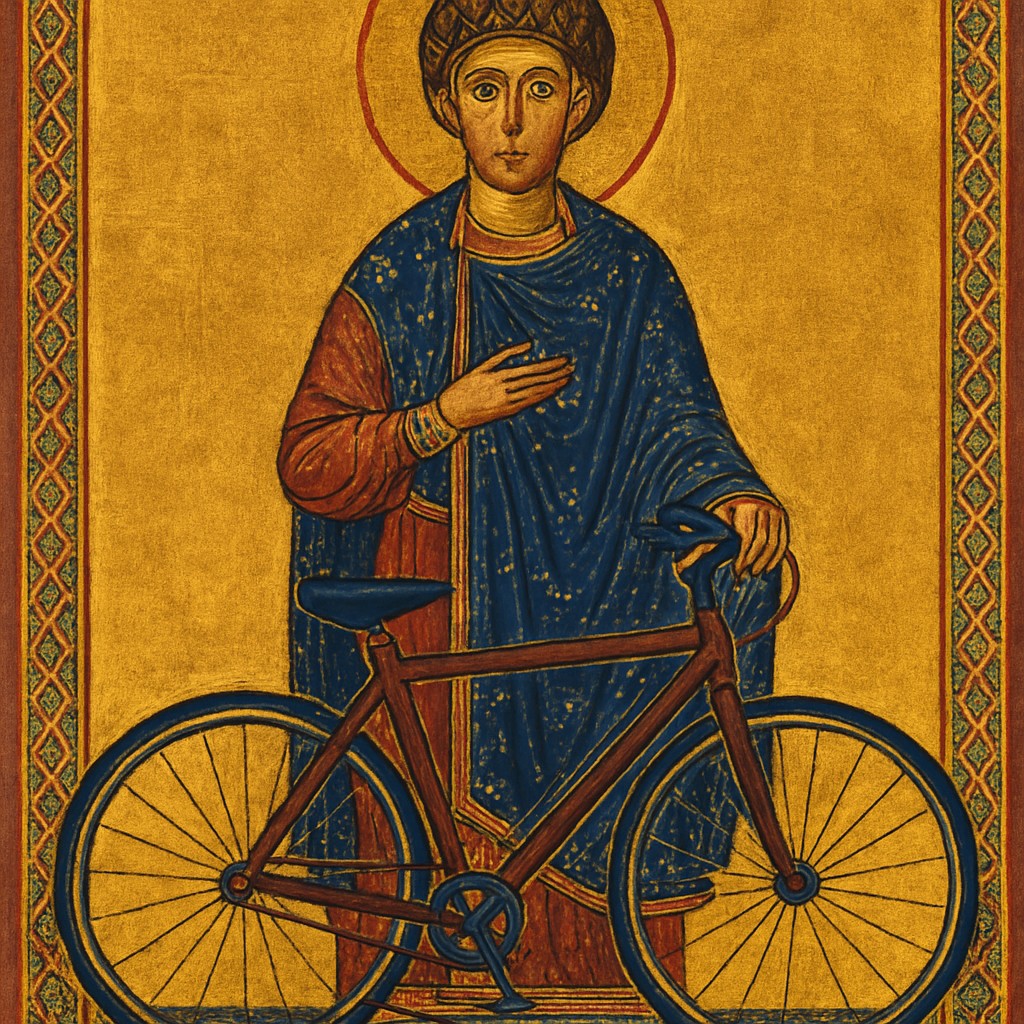 bicyle resting against a wall