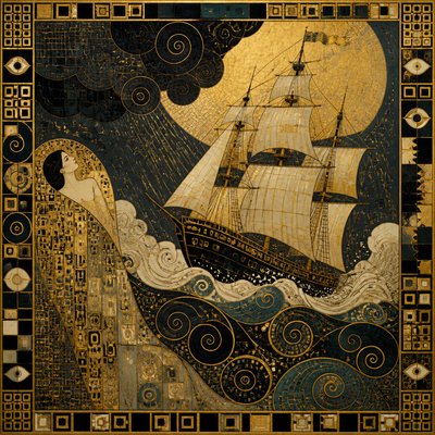 sailing ship on a stormy sea
