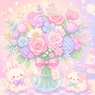 bouquet of flowers in a glass vase