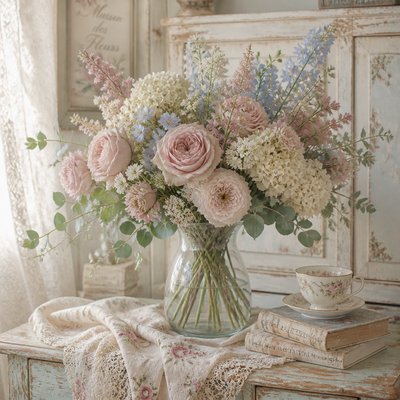 bouquet of flowers in a glass vase