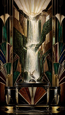 towering waterfall cascading down a cliff