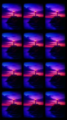 a lone lighthouse on a cliff at dusk under a dramatic sky, no text or lettering