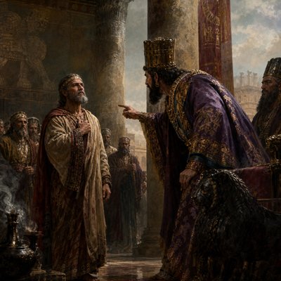 Mordecai refuses to bow and kneel to Haman