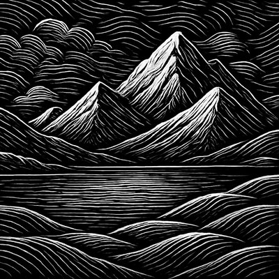 serene landscape with mountains and water