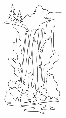 towering waterfall cascading down a cliff