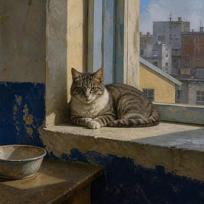 a cat lounging in a sunlit window