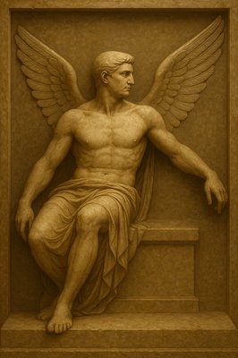 a statue of a man sitting in a niche