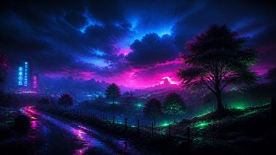 rolling hills with scattered trees under a big dramatic sky, no people