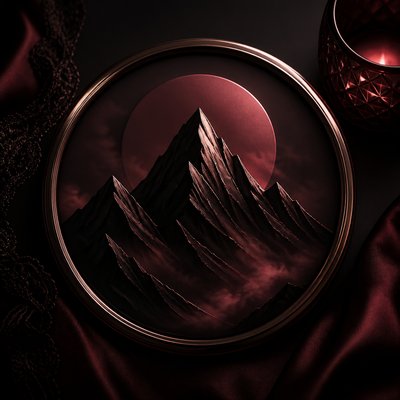 an emblem of a mountain peak inside a circle, simple bold shapes on a plain background, no text or lettering