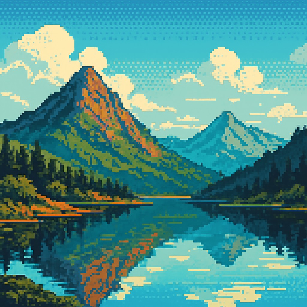 serene landscape with mountains and water
