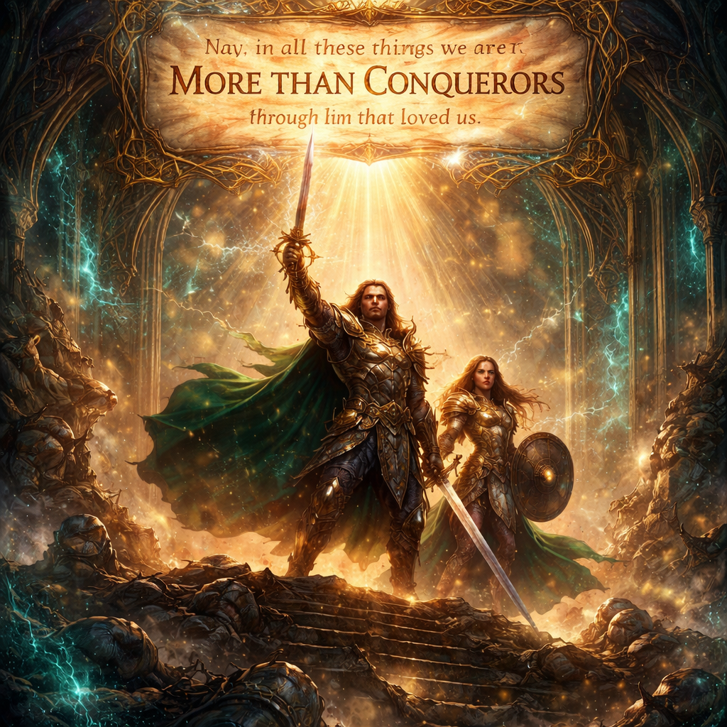 “Nay, in all these things we are more than conquerors through him that loved us.” (Romans 8:37, KJV)