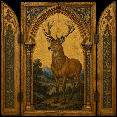 animal standing in natural pose — Panel Painting Style
