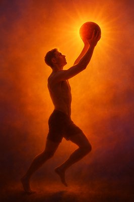 a man holding a basketball in his right hand