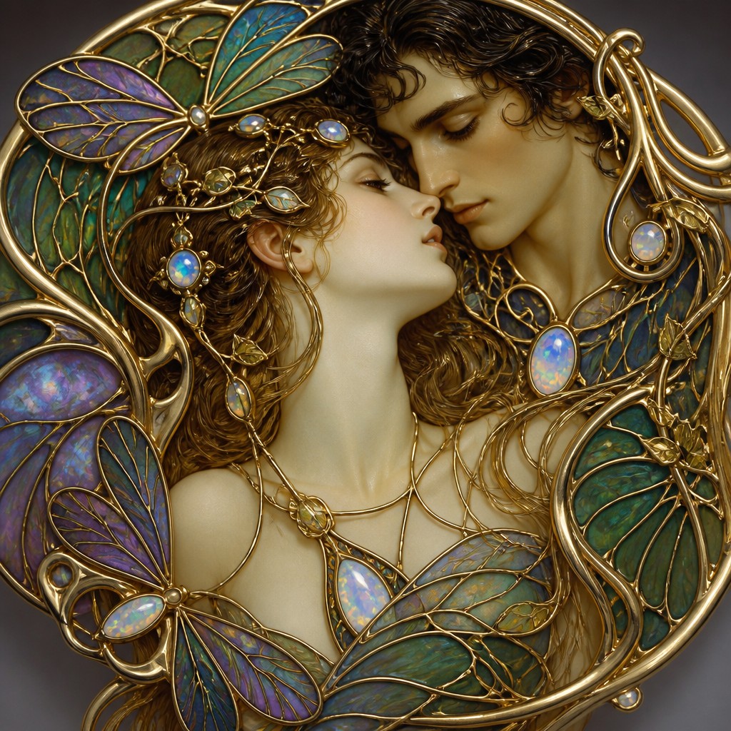 portrait of two people together — Art Nouveau Jewelry Design