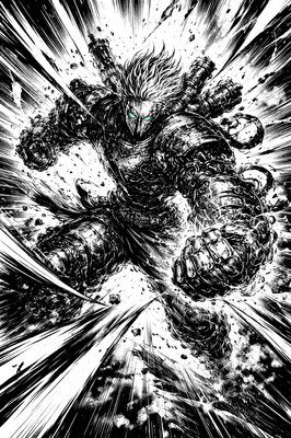 a black and white drawing of a demon