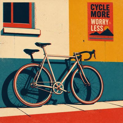 bicyle resting against a wall — Screen Print Style