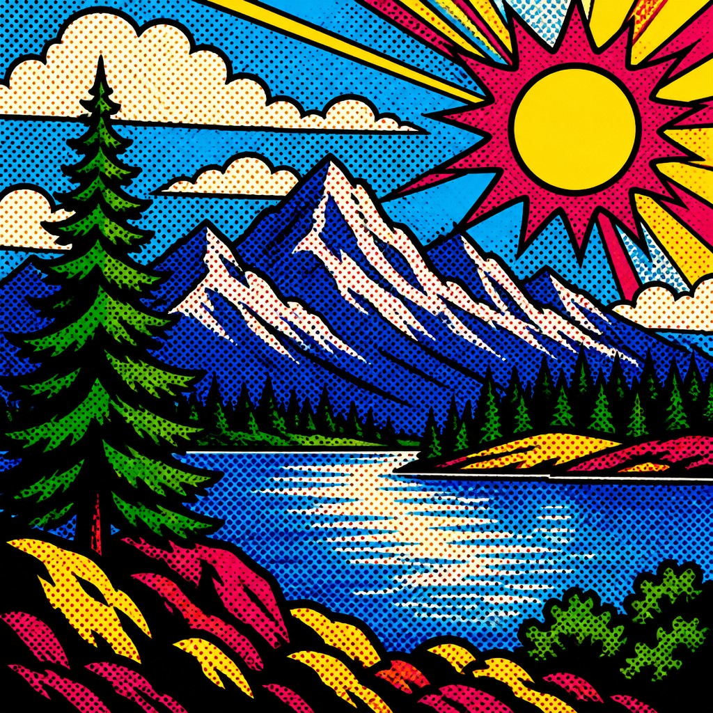 wide landscape with natural scenery — Pop Art Style