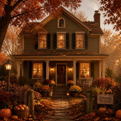 house with front view — Autumncore Aesthetic