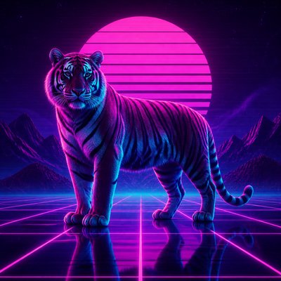 animal standing in natural pose — Synthwave Aesthetic