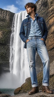towering waterfall cascading down a cliff
