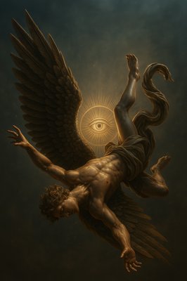 a painting of a man with a snake on his back