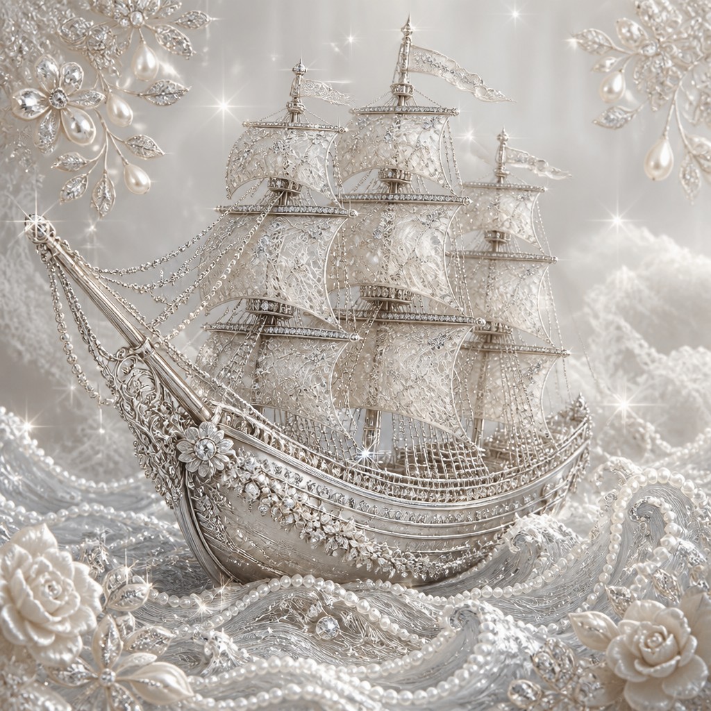 sailing ship on a stormy sea — Bridal Jewelry Design