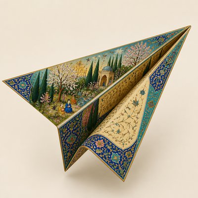a paper plane, clean minimal composition on a plain background, no text