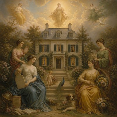 house with front view — Allegorical Painting Art Style