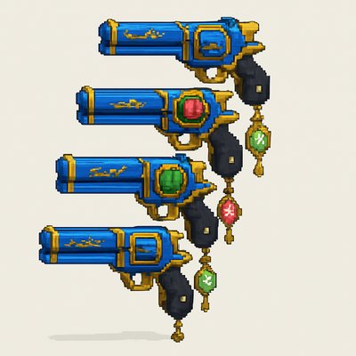 a bunch of guns that are on a white background