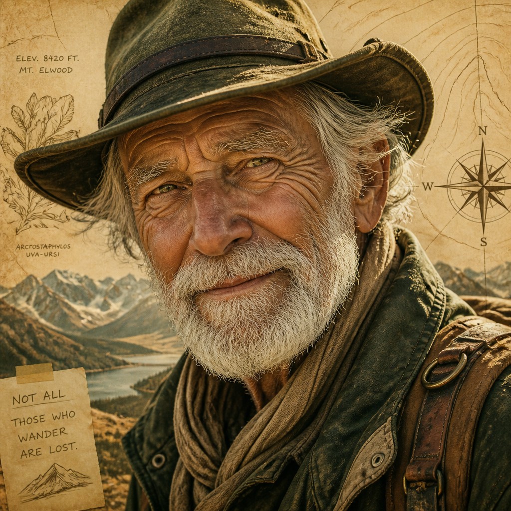 close-up portrait of an elderly person with expressive weathered features — Adventurecore Aesthetic