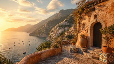 sweeping panoramic landscape with a dramatic sky