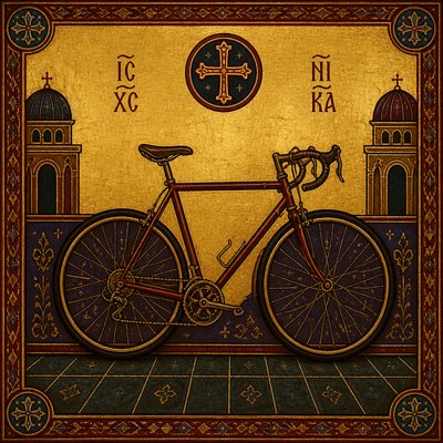 bicyle resting against a wall