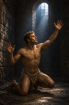 a man sitting on the ground in a tunnel