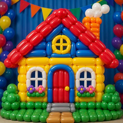 house with front view — Balloon Art Style