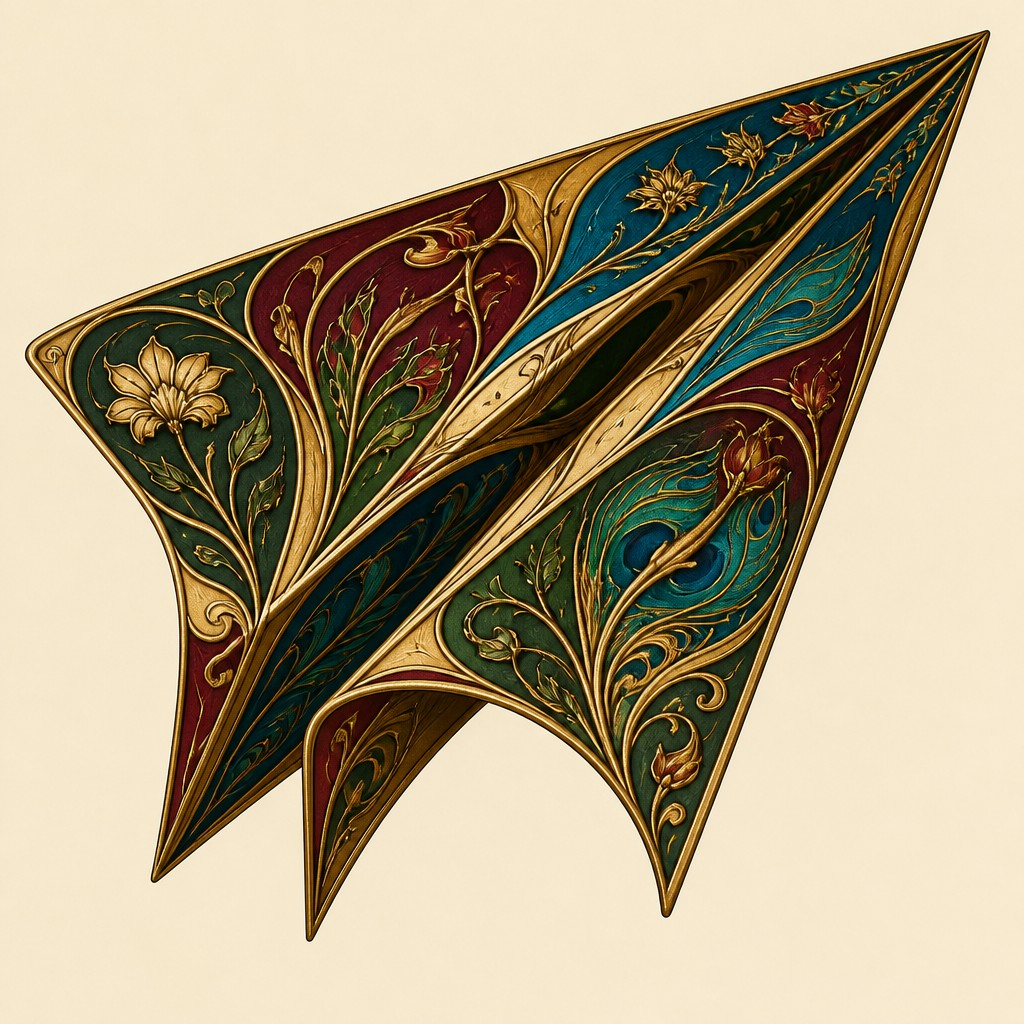 a paper plane, clean minimal composition on a plain background, no text