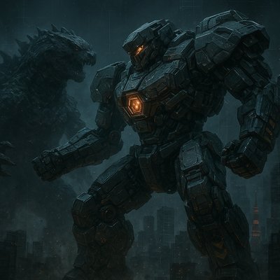 mech fighting kaiju in tokyo
